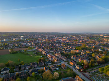 High angle view of townscape against sky