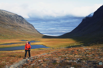 Woman hiking in mountains