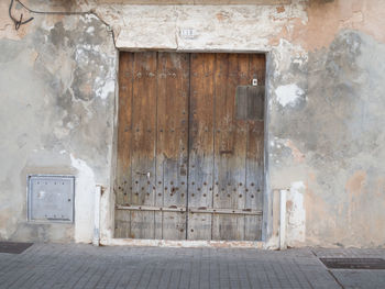 Closed door of old building