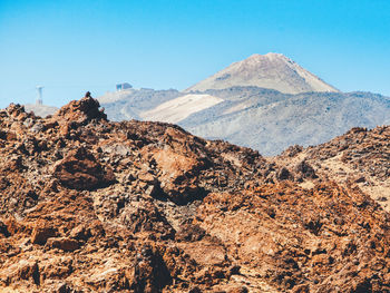 Scenic view of mountains against clear sky