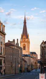 View of buildings against sky in city