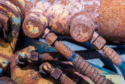 Full frame shot of rusty valves and pipes
