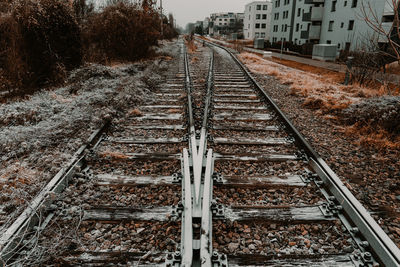 High angle view of railroad tracks