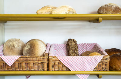 Close-up of wicker basket on table