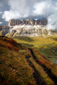 View of landscape and mountains against sky