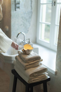 Close-up of sink in bathroom