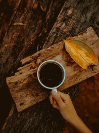 Cropped hand of person holding coffee