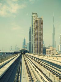 Railroad tracks in city