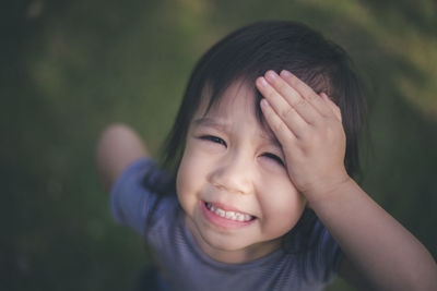 Portrait of cute boy smiling