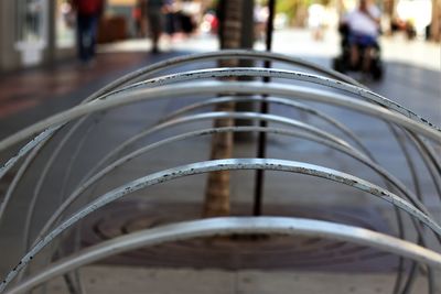 Close-up of spiral staircase in city