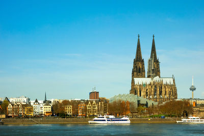 Cologne cathedral at waterfront in germany