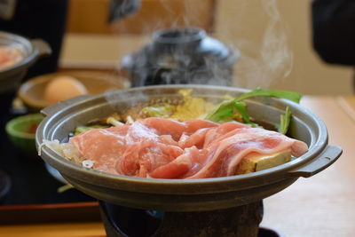 Close-up of food in bowl on table