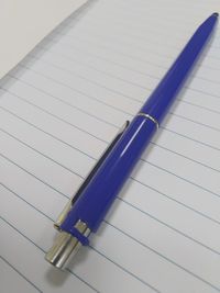 High angle view of pen on table