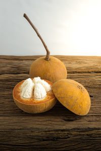 Close-up of pumpkin on table