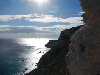 Scenic view of sea against cloudy sky