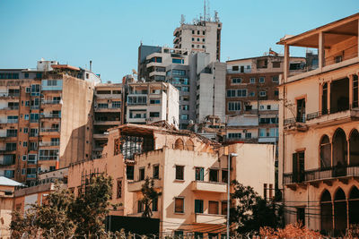 Low angle view of buildings in city