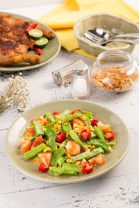 High angle view of salad on plate