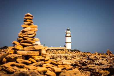 Low angle view of lighthouse against sky