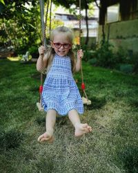 Full length of a girl smiling