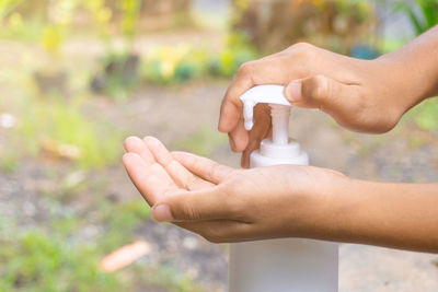 Close-up of person holding hands