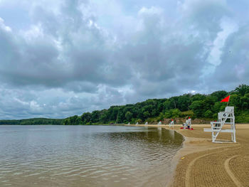 Scenic view of lake against sky