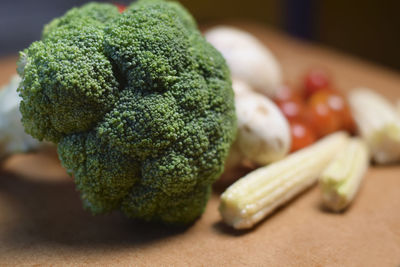 Close-up of vegetables on cutting board