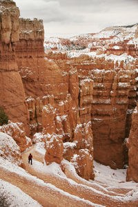 High angle view of person walking on mountain person