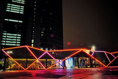 Illuminated buildings at night