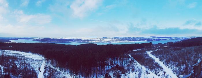 Panoramic view of snow covered landscape