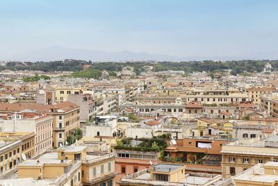 Rome and vatican city skyline from window of the vatican museum in cloudy day