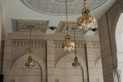 Low angle view of sculptures on building