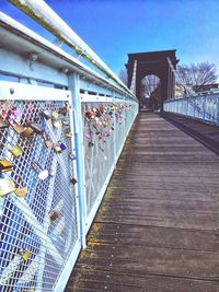 View of bridge in city against clear sky