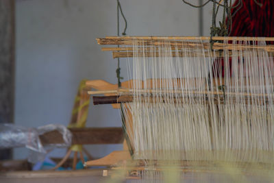 Close-up of loom