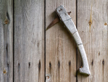 Close-up of tool on wooden table