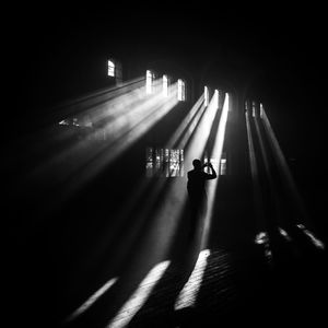 Illuminated room at night