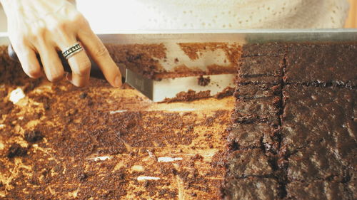Close-up of man preparing food