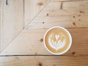 High angle view of coffee on table