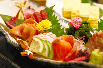 Close-up of food in plate on table