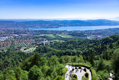 High angle view of townscape against sky