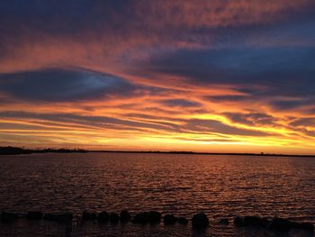 Dramatic sky over sea during sunset