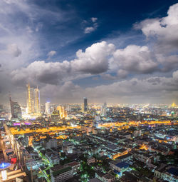 High angle view of buildings against sky in city