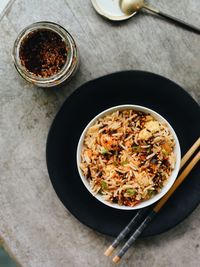 Food in bowl on table