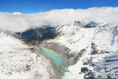 Scenic view of snowcapped mountains at mt cook national park