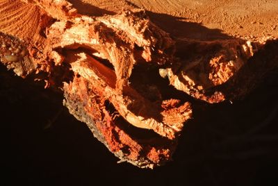 Full frame shot of wood with fire at night