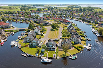 Aerial from the city terherne in friesland the netherlands