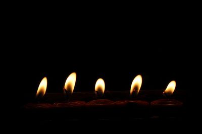 Close-up of illuminated candles