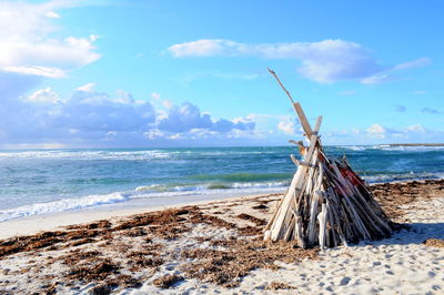 Scenic view of beach against sky