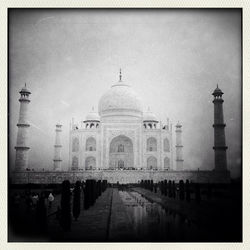 Tourists in front of building
