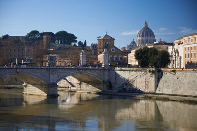 Rome italy, st peter's basilica dome, river tiber