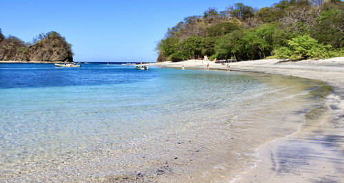 Scenic view of beach against clear sky